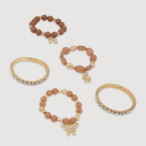 Elegant Gold and Brown Charm Bracelet Set - Picture 3 of 3